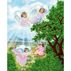 АК3-143 Ангели дитя зберігають. А-строчка. Схема на тканині для вишивання бісером