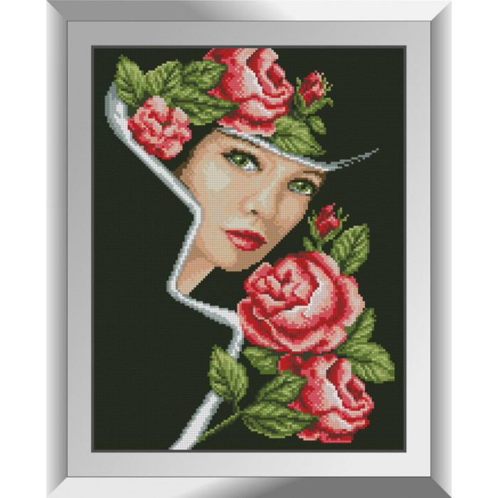 31294 Портрет з трояндами. Dream Art. Набір алмазної мозаїки (квадратні, повна)