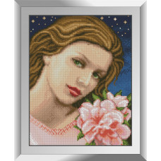 31331 Дівчина з азалією. Dream Art. Набір алмазної мозаїки (квадратні, повна)