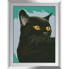 31428 Чорний кіт. Dream Art. Набір алмазної мозаїки (квадратні, повна)