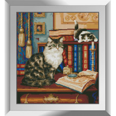 31600 Бібліотекарі (коти). Dream Art. Набір алмазної мозаїки (квадратні, повна)