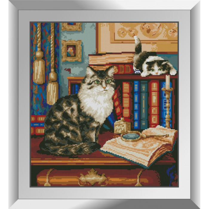 31600 Бібліотекарі (коти). Dream Art. Набір алмазної мозаїки (квадратні, повна)