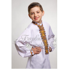 СД003дБ40нн Сорочка дитяча (для хлопчика), домоткане полотно, біле, 8-12 років. Барвиста вишиванка. Заготовка для вишивки бісером