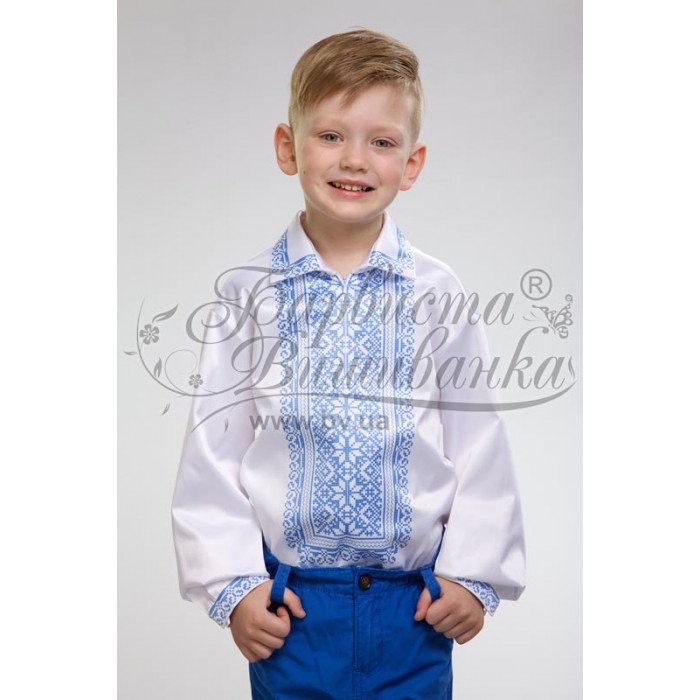 СД005дБ40нн Сорочка дитяча (для хлопчика), домоткане полотно, біле, 8-12 років. Барвиста вишиванка. Заготовка для вишивки бісером
