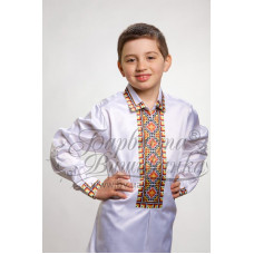СД011дБ40нн Сорочка дитяча (для хлопчика), домоткане полотно, біле, 8-12 років. Барвиста вишиванка. Заготовка для вишивки бісером