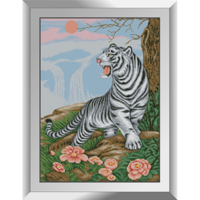 31688 Білий тигр. Dream Art. Набір алмазної мозаїки (квадратні, повна)