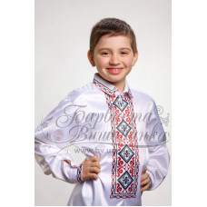 СД018дБ40нн Сорочка дитяча (для хлопчика), домоткане полотно, біле, 8-12 років. Барвиста вишиванка. Заготовка для вишивки бісером