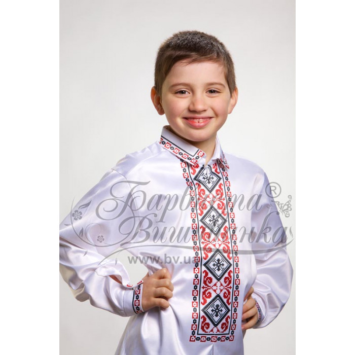 СД018дБ40нн Сорочка дитяча (для хлопчика), домоткане полотно, біле, 8-12 років. Барвиста вишиванка. Заготовка для вишивки бісером