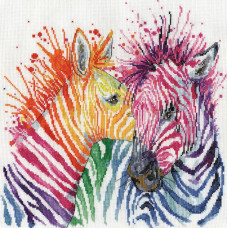 3266 Design Works Набір для вишивки рахунковим хрестиком - Барвисті зебри 30,4x30,4 см, Aida14