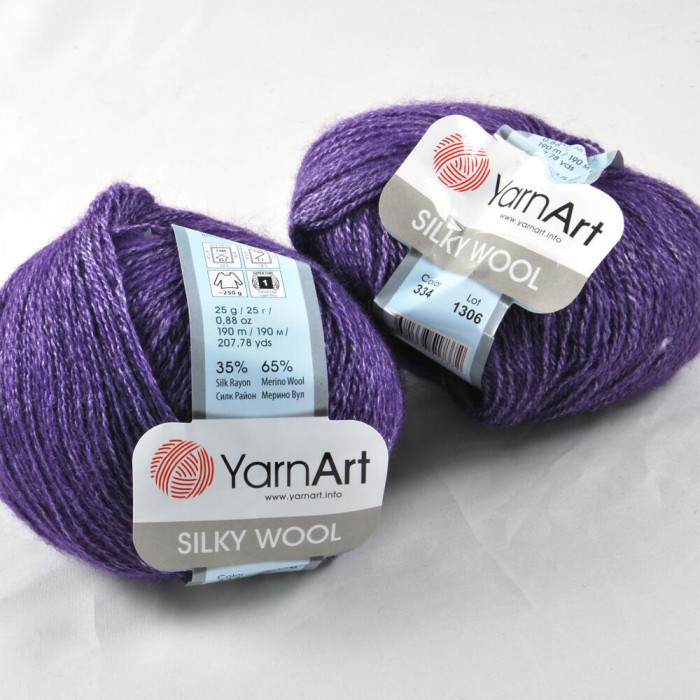 334 Пряжа Silky Wool 25гр - 190м (Фіолетовий) YarnArt