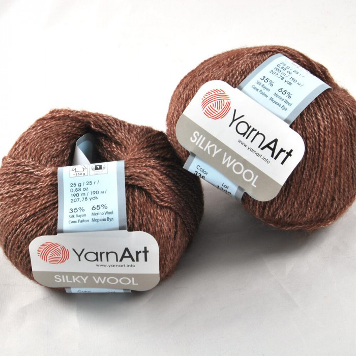 336 Пряжа Silky Wool 25гр - 190м (Коричневий) YarnArt