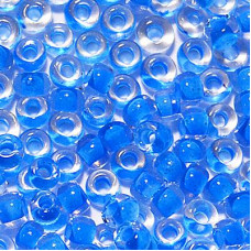 38336 10/0 чеський бісер Preciosa, 50 г, блакитний, кристальний з фарбованим отвором