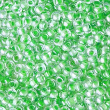 38652 10/0 чеський бісер Preciosa, 50 г, зелений світлий, кристальний глазурований з фарбованим отвором
