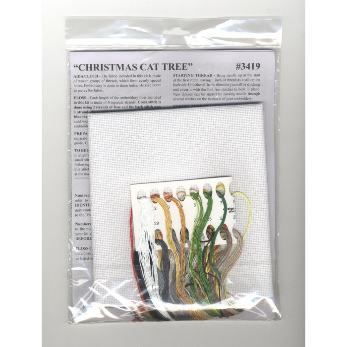 3419 Design Works Набір для вишивки рахунковим хрестиком - Різдвяна котяча ялинка 30,5x45,7 см, Aida14