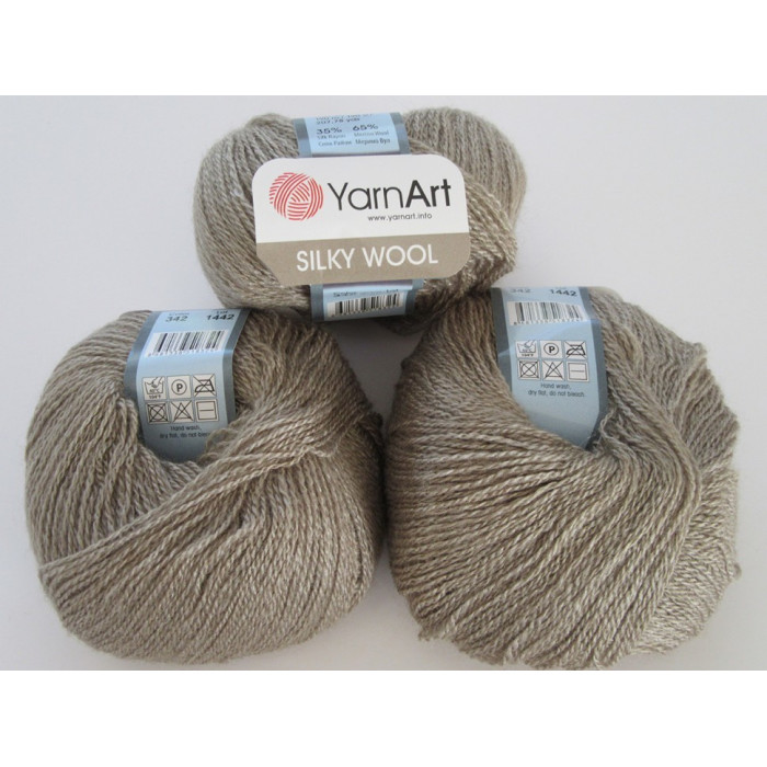 342 Пряжа Silky Wool 25гр - 190м (Темно-бежевий) YarnArt