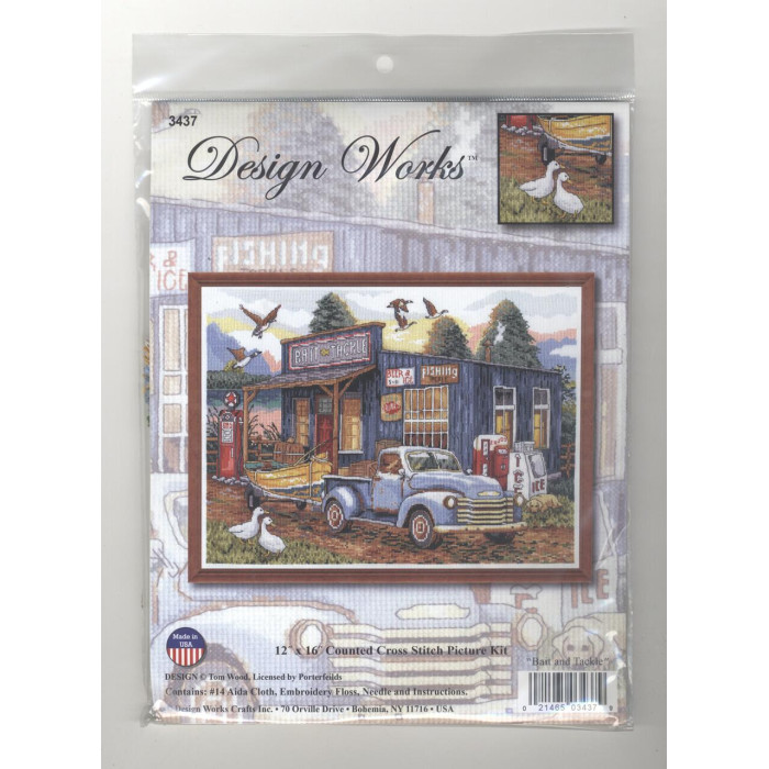 3437 Design Works Набір для вишивки рахунковим хрестиком - Наживка та снасті 40,64x30,48 см, Aida14