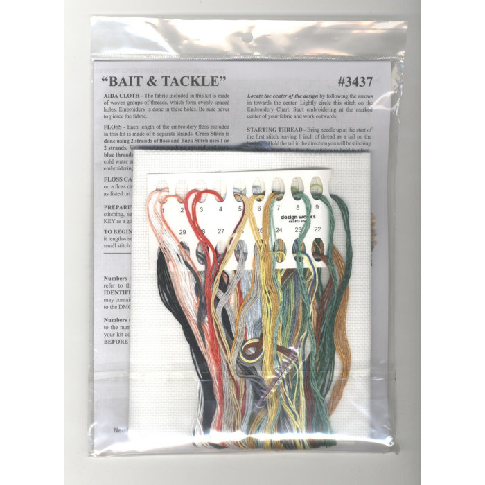 3437 Design Works Набір для вишивки рахунковим хрестиком - Наживка та снасті 40,64x30,48 см, Aida14