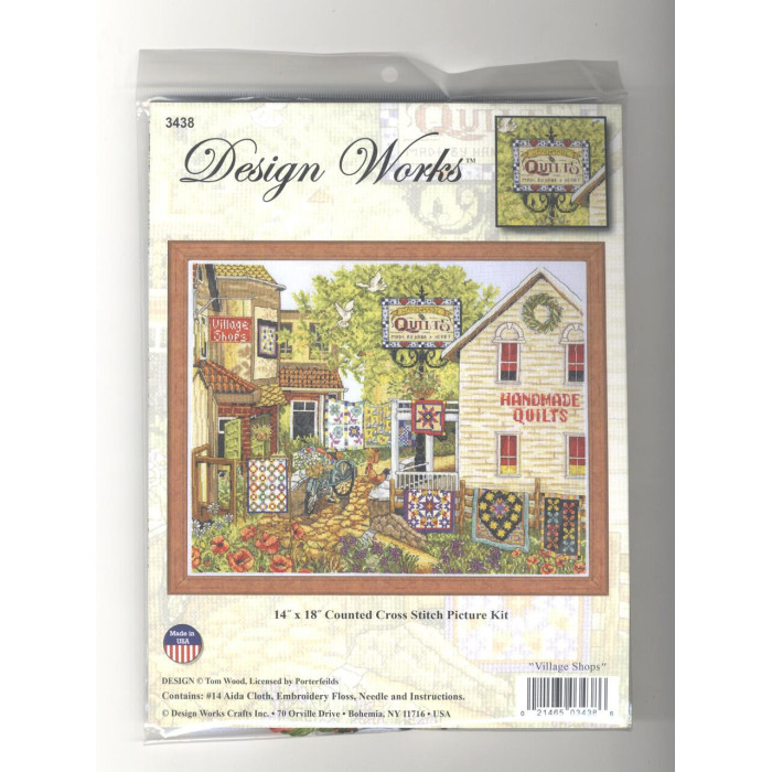3438 Design Works Набір для вишивки рахунковим хрестиком - Сільські магазини 45,72x35,6 см, Aida14