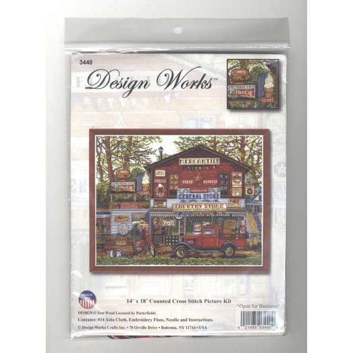 3440 Design Works Набір для вишивки рахунковим хрестиком - Відкрито для бізнесу 45,72x35,6 см, Aida14