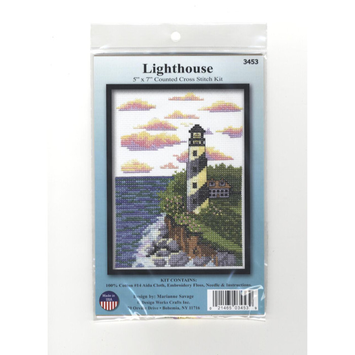 3453 Design Works Набір для вишивки рахунковим хрестиком - Маяк 12,7x17,8 см, Aida14