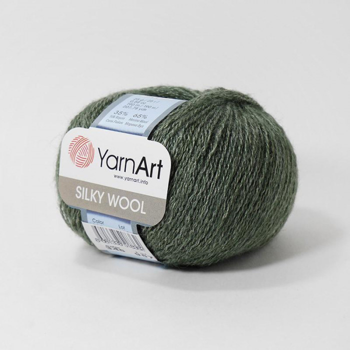 346 Пряжа Silky Wool 25гр - 190м (Хакі) YarnArt
