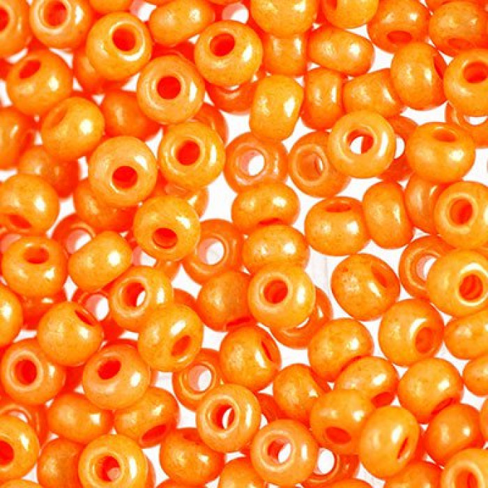 16389 10/0 чеський бісер Preciosa, 50 г, помаранчевий, непрозорий крейдяний глазурований