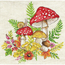 3476 Design Works Набір для вишивки рахунковим хрестиком - Гриби 25,4x25,4 см, Aida14