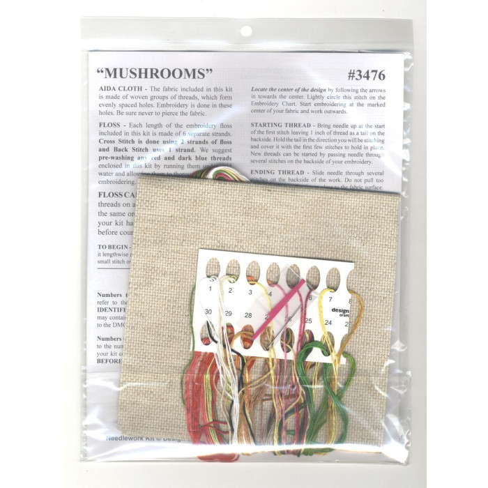 3476 Design Works Набір для вишивки рахунковим хрестиком - Гриби 25,4x25,4 см, Aida14