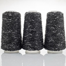 35 Пряжа Knot шишибріки з люрексом, чорний зі сріблом, 50гр-500м, Китай, полiестер