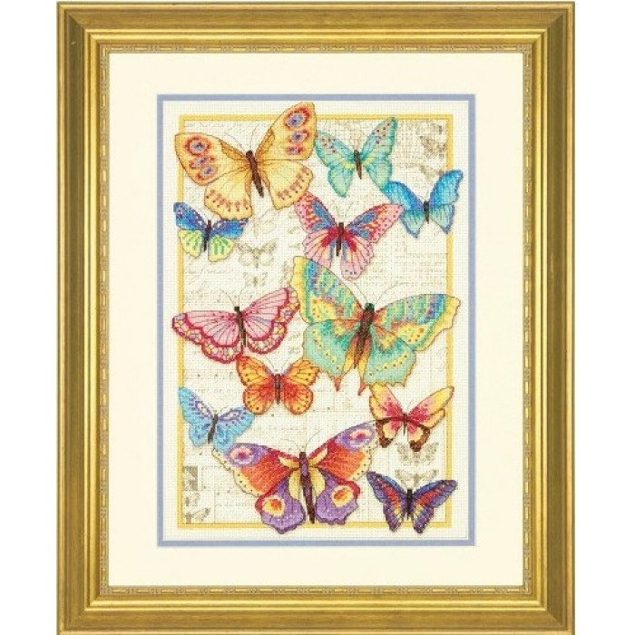70-35338 Краса метеликів. 25,4х35,5 см. Dimensions. Набір для вишивки хрестиком на Aida 14