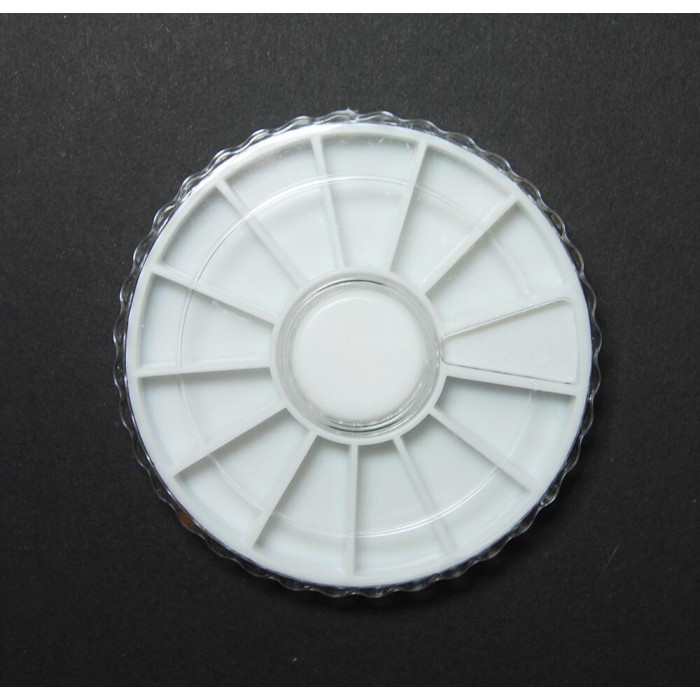 Органайзер для рукоділля 12 клітинок круглий з рухомою кришкою діаметр-6 см, біла основа