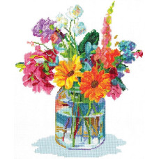 3551 Design Works Набір для вишивки рахунковим хрестиком - Букет з котеджу 25,4x25,4 см, Aida14