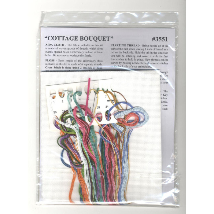 3551 Design Works Набір для вишивки рахунковим хрестиком - Букет з котеджу 25,4x25,4 см, Aida14