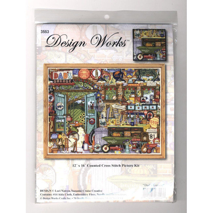 3553 Design Works Набір для вишивки рахунковим хрестиком - Татів гараж 40,64x30,48 см, Aida14