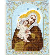 АС3-019 Ікона Божої Матері Покриває (срібло). А-строчка. Схема на тканині для вишивання бісером