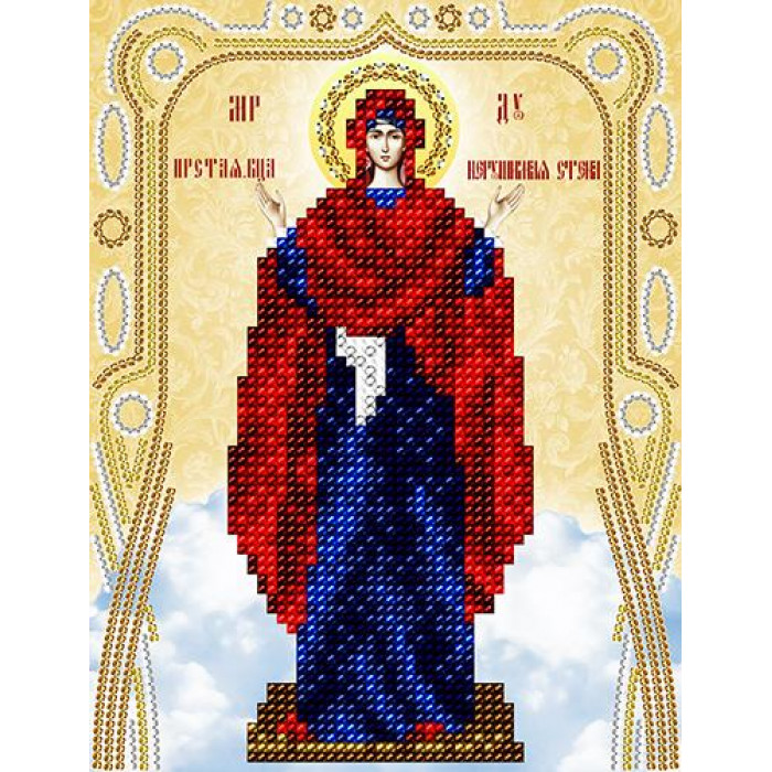 АС5-111 Ікона Божої Матері Нерушимої стіни (золото). А-строчка. Схема на тканині для вишивання, бісер