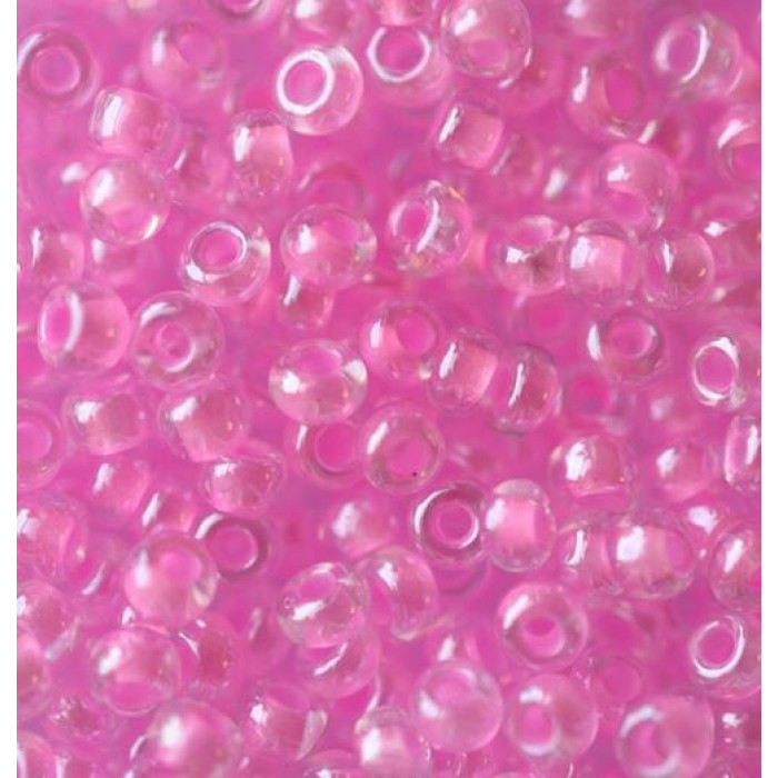 38124 10/0 чеський бісер Preciosa, 5 г, рожевий, кристальний глазурований з фарбованим отвором