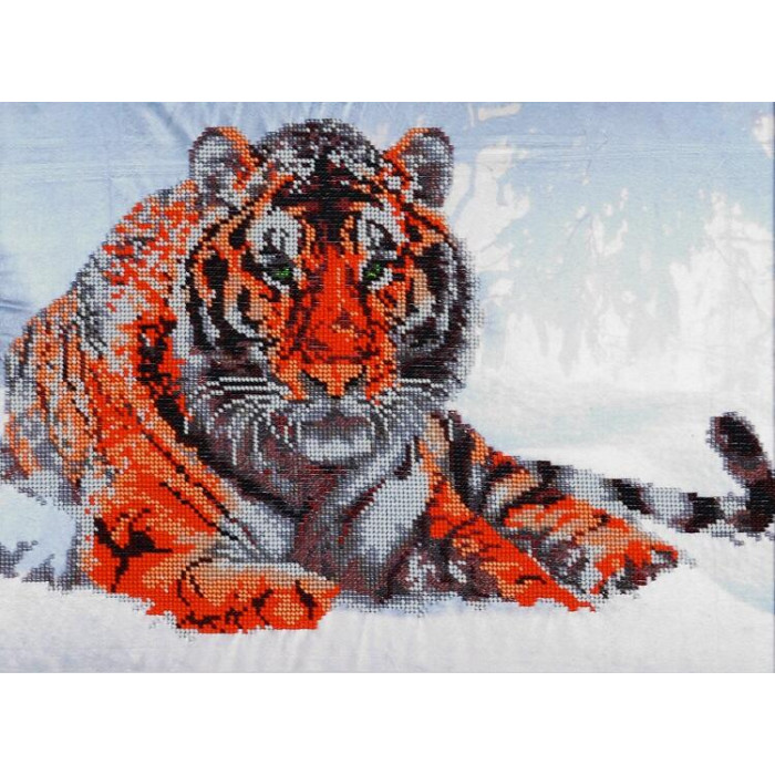 В-1144 Тигр в снігу. Alisena. Схема для вишивки бісером на габардині