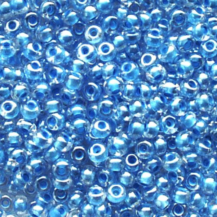 38165 10/0 чеський бісер Preciosa, 5 грам, блакитний, кристальний глазурований з фарбованим отвором