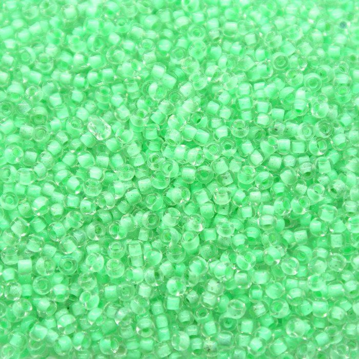 38352 10/0 чеський бісер Preciosa, 5 г, зелений світлий, кристальний з фарбованим отвором