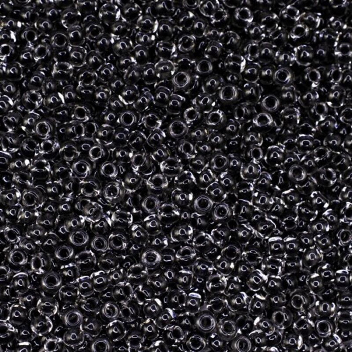38449 10/0 чеський бісер Preciosa, 50 г, чорний, кристальний з фарбованим отвором