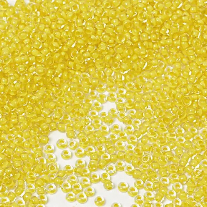 38481 10/0 чеський бісер Preciosa, 5 г, жовтий, кристальний глазурований з фарбованим отвором