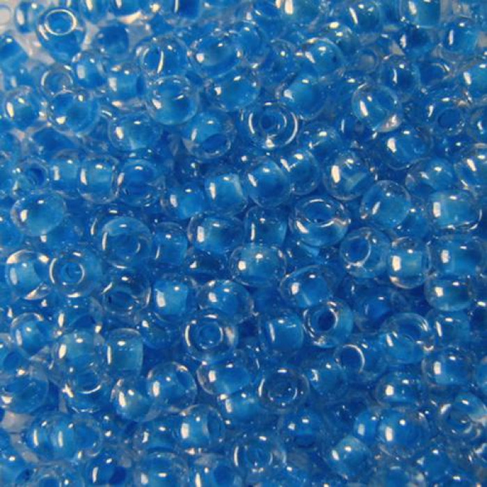 38636 10/0 чеський бісер Preciosa, 5 г, блакитний, кристальний глазурований з фарбованим отвором
