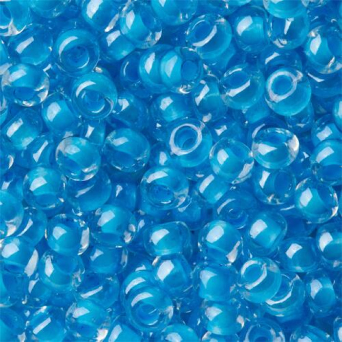 38665 10/0 чеський бісер Preciosa, 50 г, блакитний, кристальний глазурований з фарбованим отвором