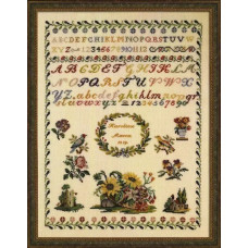 39-1313 Permin Набір для вишивки рахунковим хрестиком - Karoline Marca 1819, 37х47 см, Льон 26 ct