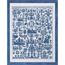 39-9441 Permin Набір для вишивки рахунковим хрестиком - Sampler blue 59х45 см, Льон 40 ct