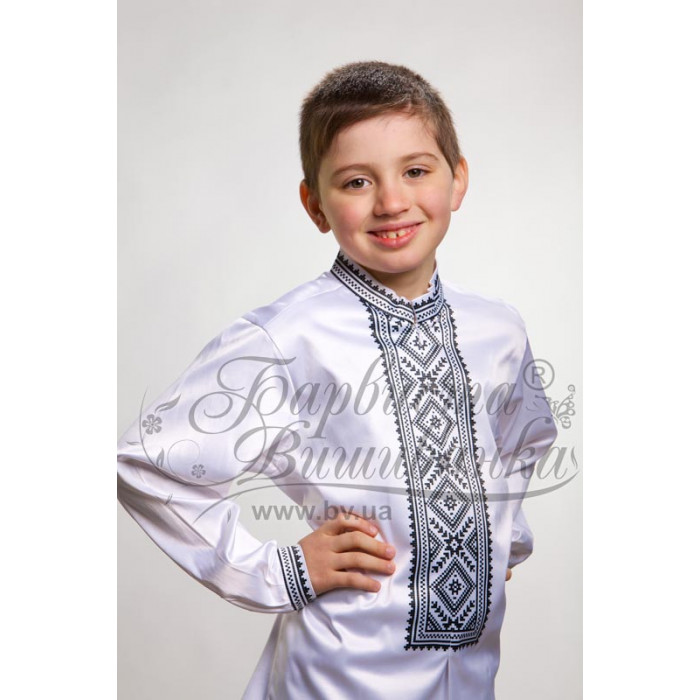 СД006дБ34нн Сорочка дитяча (для хлопчика), домоткане полотно, біле, 4-7 років. Барвиста вишиванка. Заготовка для вишивки бісером