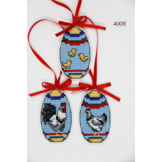 4008 ФрузелОк Набір для вишивки рахунковим хрестиком по пластику - Яйця, 3,5x6 см (3шт)