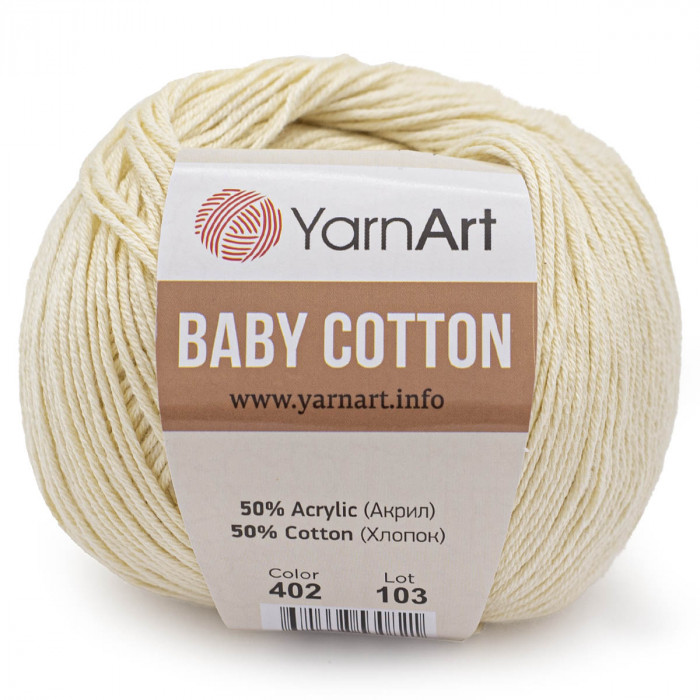 402 Пряжа Baby Cotton 50гр - 165 м (кремовий). YarnArt