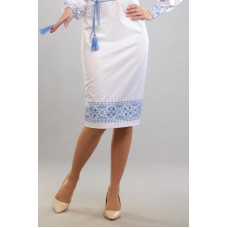 СЖ067кБнннн Спідниця жіноча, атлас-коттон, білий. Барвиста вишиванка. Заготовка для вишивки бісером